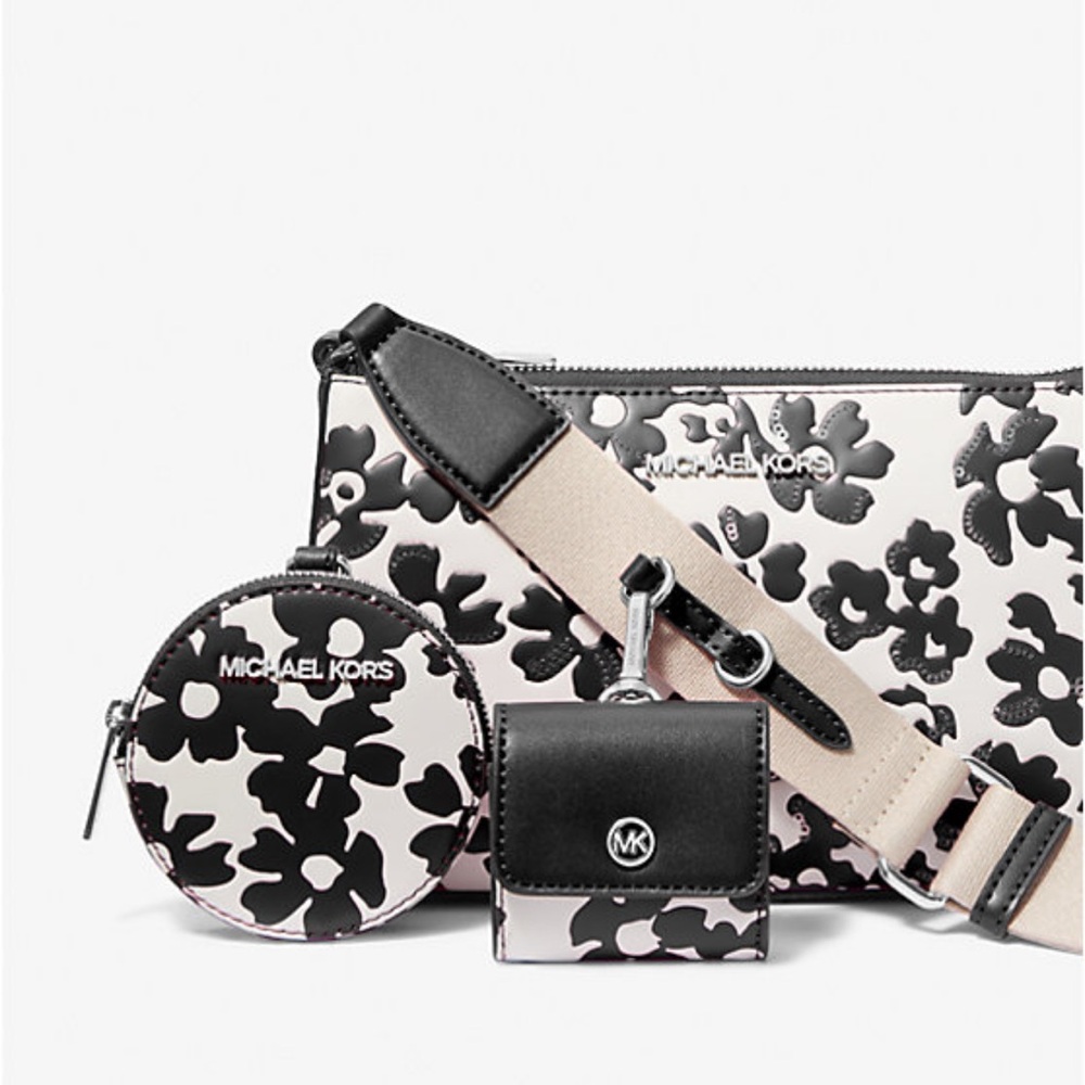 Michael Kors Black and White Floral coin purse